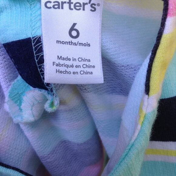 CARTER'S Blue Pink Pastel Striped Sweatshirt 6 Months - Picture 4 of 4